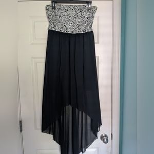 Strapless Hi-Lo Silver/ black dress